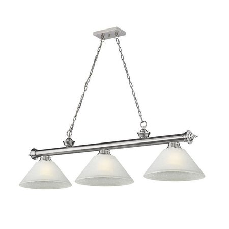 Z-LITE Cordon 3 Light Billiard, Brushed Nickel & White Linen 2306-3BN-AWL14